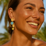 Oceane | Gold Earrings with Turquoise Accent