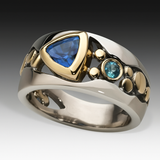 Retro ring with blue crystal
