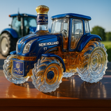 Traditional whisky bottle in the shape of a New Holland T7 tractor