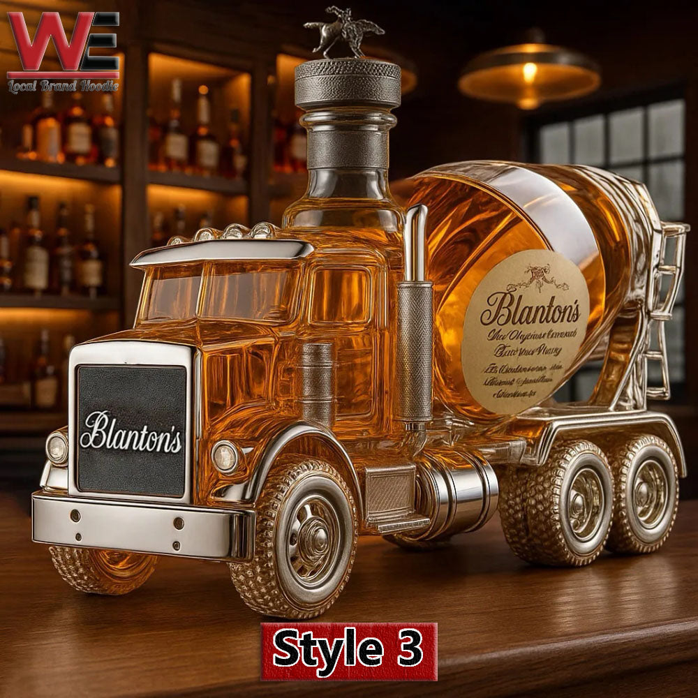 Cement mixer-shaped whisky bottle